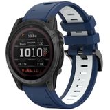 Voor Garmin TACTIX 7/7Pro 26mm tweekleurige sport siliconen horlogeband (middernachtblauw + wit)