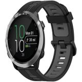 Voor Garmin Forerunner 645 Muziek 20 mm verticaal patroon tweekleurige siliconen horlogeband (zwart+grijs)