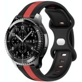 Voor Samsung Gear S3 Frontier 22 mm vlindergesp tweekleurige siliconen horlogeband (zwart + rood)