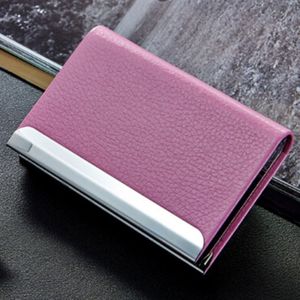 2 PC's Lichi textuur visitekaartje houder Credit Card ID Case Holder(Pink)