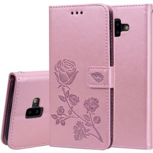 Rose relif horizontaal flip PU lederen Case voor Samsung Galaxy J6 Plus  met houder & kaartsleuven & portemonnee (Rose goud)