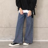 Girl Plus Velvet Loose Broad Leg Verzakking Straight Pants Jeans (Kleur: Donkerblauw Maat: 130cm)