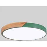 Wood Macaron LED Round Ceiling Lamp  White Light  Size:30cm(Green)
