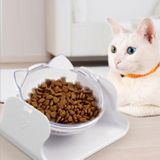 Transparant Water Cat Bowl Houder Dog Food Basin Schuine Mond Verstelbare Pet Bowl (Wit)