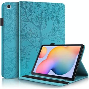 Voor Samsung Galaxy Tab S6 Lite P610 Life Tree Series Horizontale Flip Lederen case met Holder & Card Slots & Pen Slot (Lake Blue)