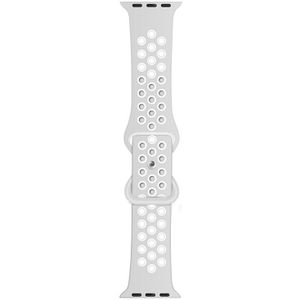 Butterfly Gesp Dual-Tone Liquid Silicone Vervanging Horlogeband voor Apple Watch Series 6 & SE & 5 & 4 44mm / 3 & 2 & 1 42mm (grijs + Zilver Wit)