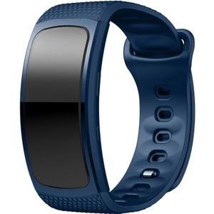 Siliconen polsband horloge band voor Samsung Gear Fit2 SM-R360  polsband maat: 126-175mm (Midnight Blue)