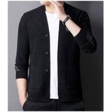 Mannen Gebreide Cardigan V-hals Jacket (kleur: Zwart Maat: XXL)