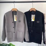 Mannen Gebreide Cardigan V-hals Jacket (kleur: Zwart Maat: XXL)