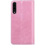 Voor Samsung Galaxy A70 / A70s Business Stitching Horizontale Flip Lederen case met Double Folding & Bracket & Card Slots & Photo Frame & Wallet(Rose Gold)