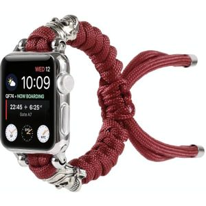 Skull Umbrella Cord Gevlochten horlogebandje voor Apple Watch Series 6 & SE & 5 & 4 44mm / 3 & 2 & 1 42mm(Donkerrood)