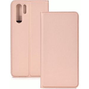 Ultradunne geperst magnetische TPU + PU lederen draagtas voor Huawei P30 Pro met kaartsleuf & houder (Rose goud)