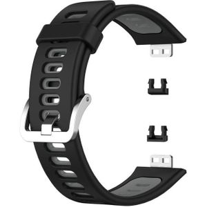 Voor Huawei Watch Fit tweekleurige siliconen vervangende riem watchband (zwart + grijs)