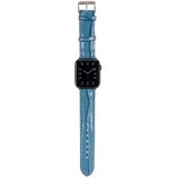 Voor Apple Watch Series 6 & SE & 5 & 4 44mm / 3 & 2 & 1 42mm Crocodile Texture Leather Wrist Strap(Blauw)