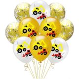 Bouw trekker opblaasbare lucht ballonnen verjaardag graafmachine voertuig banners baby douche Kids jongens Birthday Party Supplies  pak: pak vier