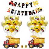Bouw trekker opblaasbare lucht ballonnen verjaardag graafmachine voertuig banners baby douche Kids jongens Birthday Party Supplies  pak: pak vier