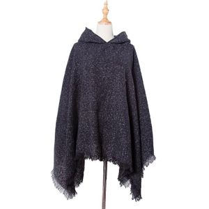 Lente herfst winter geruit patroon hooded mantel sjaal sjaal  lengte (CM): 135cm (DP3-01 Zwart)