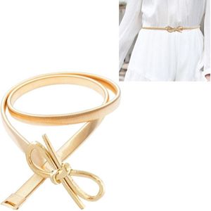 All-Metal materiaal Bow-Knot vorm Buckled elastische fijne riem voor vrouwen  lengte: 70cm (goud)