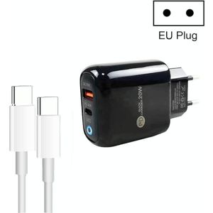 PD04 Type-C + USB-oplader voor mobiele telefoons met Type-C naar Type-C-kabel  EU-stekker