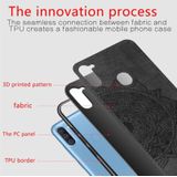 Voor Samsung Galaxy A11 Mandala Relif Doek Cover PC + TPU mobiele telefoon case met magnetische functie en handband (Blauw)