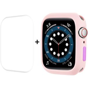 Enkay TPU Case + Full Coverage Pet Screen Protector voor Apple Watch Series 7 45mm (Pink)