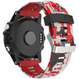 Voor Garmin Instinct 2X Solar Camouflage bedrukte siliconen horlogeband (rood + legercamouflage)