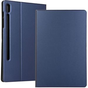 Voltage elastische textuur horizontale Flip lederen case voor Galaxy tab S6 T860  met houder (blauw)