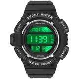 Sanda 2106 LED Digitale Display Lichtgevende Wekker Heren Outdoor Sport Elektronisch Horloge (zwart wit)