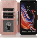 Voor Samsung Galaxy Note9 Kalf texture magnetische gesp horizontale flip lederen case met houder & kaartslots & portemonnee & fotoframe(Rose Gold)