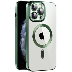 Voor iPhone 11 Pro Max CD Texture Plating TPU MagSafe-telefoonhoes met lensfilm