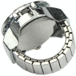 Mini vinger Ring Design Quartz horloge met Jewel Cover & rekbare Band (willekeurige kleur levering)