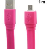 Platte noodle stijl Micro USB poort USB data Kabel voor nokia  sony ericsson  samsung  lg  blackberry  htc  amazon kindle  lengte: 1 meter (hard roze)
