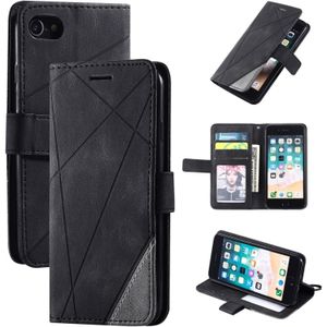 Voor iPhone SE 2020 / 8 / 7 Skin Feel Splicing Horizontal Flip Leather Case met Holder & Card Slots & Wallet & Photo Frame(Zwart)