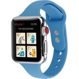 Voor Apple Watch Series 6 & SE & 5 & 4 40mm / 3 & 2 & 1 38mm Thin Siliconen Double Buckle Replacement Wrist Strap (Denim Blue)