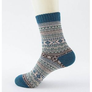 3 paar dik konijn wol nationale wind vierkante buis sokken voor mannen (meer blauw)