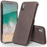 Voor iPhone X / XS QIALINO Natuurlijke textuur Cowhide Lederen beschermhoes (Donkerbruin)