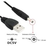 USB male naar DC 3 5 x 1.35 mm voedingskabel  lengte: 1 2 m (zwart)