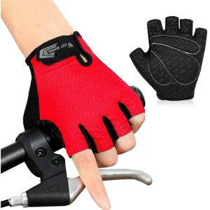 WEST BIKING YP0211218 Fietsen ademende korte handschoenen antislip halve vinger handschoenen  maat: m (rood)