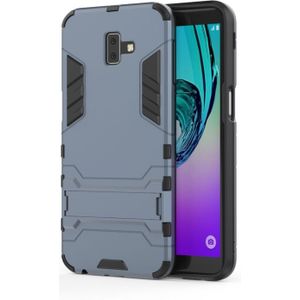 Schokbestendige PC + TPU Case voor Galaxy J6 PLUS  met houder (marineblauw)