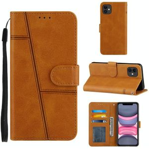 Stiksels kalf textuur gesp horizontale flip lederen geval met houder  kaart slots & portemonnee & lanyard voor iPhone 11 (geel)