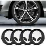 4 STKS auto-styling Alien patroon metalen wiel hub decoratieve sticker  diameter: 5.8 cm