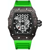 BINBOND B6577 Barrel Shape 30m waterdicht sport quartz horloge (groen silicium-zwart-zwart)