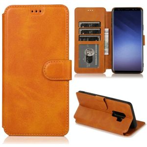 Voor Samsung Galaxy S9 Plus Kalf texture Magnetische gesp horizontale flip lederen case met houder & kaartslots & portemonnee & fotoframe (Khaki)
