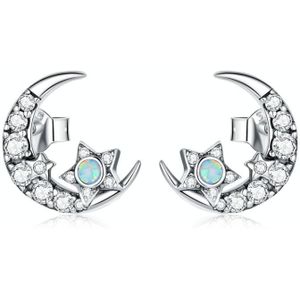 S925 Sterling Silver Star Moon Galaxy Oor Studs Dames Oorbellen