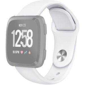 Voor Fitbit Versa 2 / Fitbit Versa / Fitbit Versa Lite Solid Color Siliconen Vervangende Band Watchband  Maat:L(Wit)