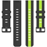 Voor Huawei Watch GT Runner 22 mm verticale tweekleurige siliconen horlogeband (groen + zwart)