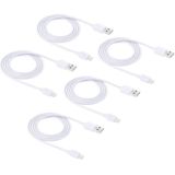 5 PCS HAWEEL 1m hoge snelheid 8-pin USB Sync en opladen kabelkit  voor iPhone X / iPhone 8 & 8 Plus / iPhone 7 & 7 Plus / iPhone 6 & 6s & 6 & 6s Plus / iPad(White)