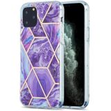 3D Electroplating Marble Pattern TPU Beschermhoes voor iPhone 11 Pro(Paars)