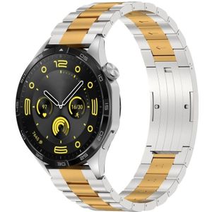 Voor Huawei Horloge GT4 / GT3 / GT2 / GT 46mm Drie Stammen HW Gesp Metalen Horlogeband (zilver Goud)