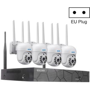 ESCAM WNK714 3 0 miljoen pixels 4-kanaals HD Dome Camera NVR draadloze monitoring kit  EU Plug